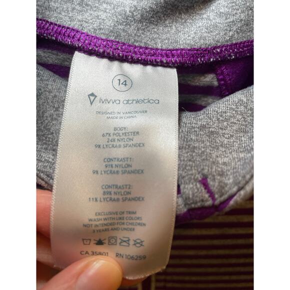ivivva Athletica Girl 14 Pullover 1/4 Zip Athletic Jacket Running Purple & Grey - Picture 10 of 12